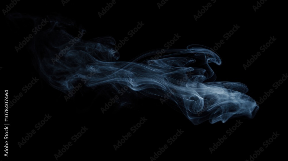 Thin, wispy black smoke trails curling upward, creating an abstract and mysterious mood Thin, wispy black smoke trails curling upward, creating an abstract and mysterious mood