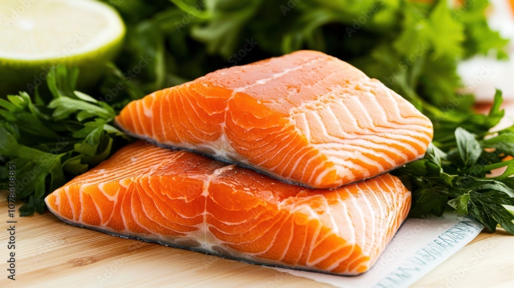Showcase the freshness and vibrant color of salmon in minimalist style