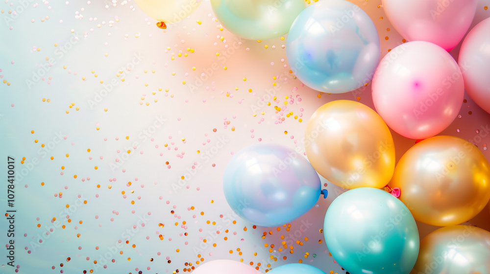 Party Background with Colorful Balloons and Confetti Party Background with Colorful Balloons and Confetti