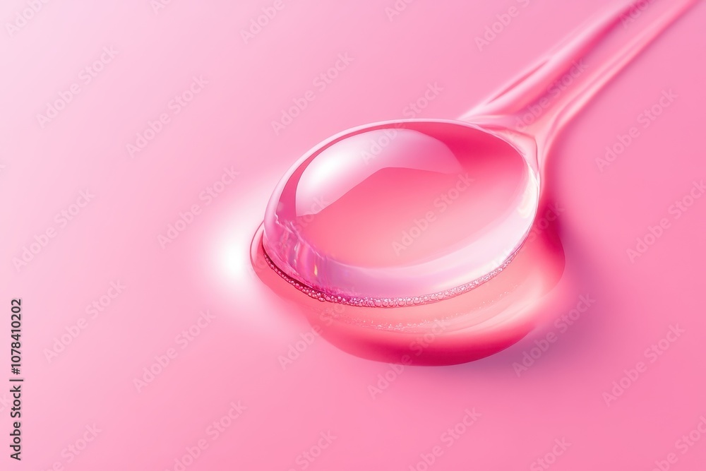 Background texture of a pink serum oil sample Cosmetic lab product with hyaluronic acid retinol and collagen Background texture of a pink serum oil sample Cosmetic lab product with hyaluronic acid retinol and collagen