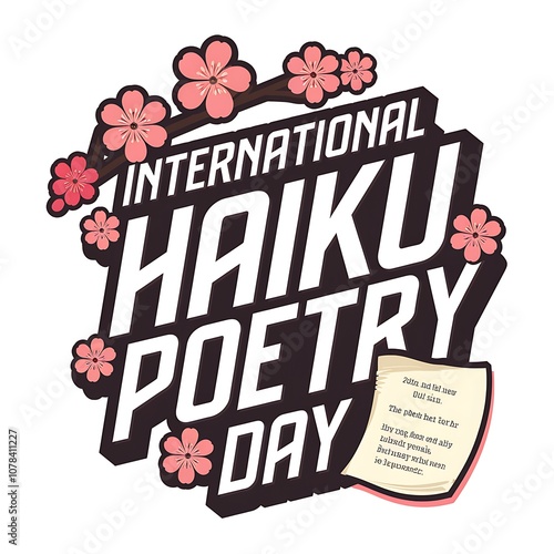 International Haiku Poetry Day with Pink Flowers