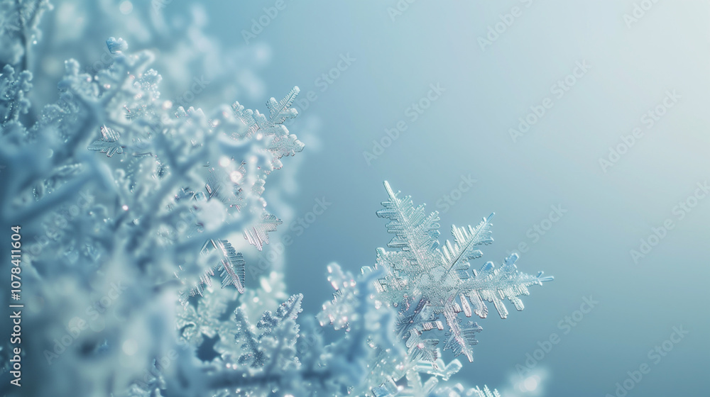 Frosty Snowflakes on a Cool Blue Background Frosty Snowflakes on a Cool Blue Background