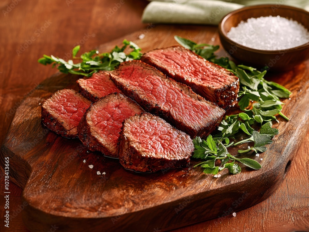 Savor the rich flavor of grassfed beef on rustic wooden board Savor the rich flavor of grassfed beef on rustic wooden board