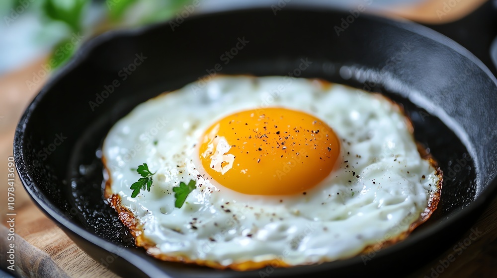 A perfectly cooked fried egg with a runny yolk. A perfectly cooked fried egg with a runny yolk.