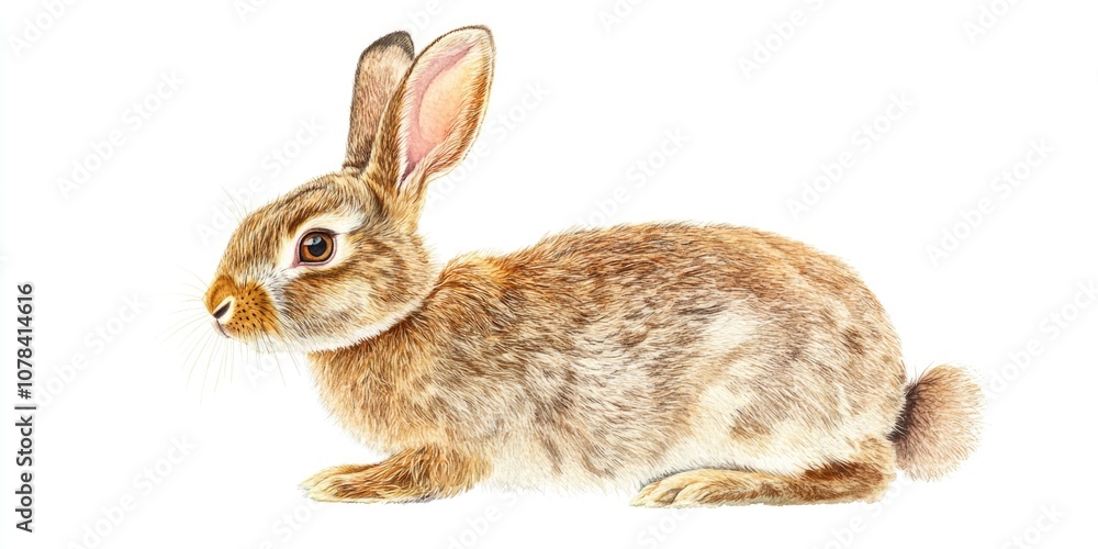 Obraz premium Illustrated bunny rabbit with fluffy fur and long ears.