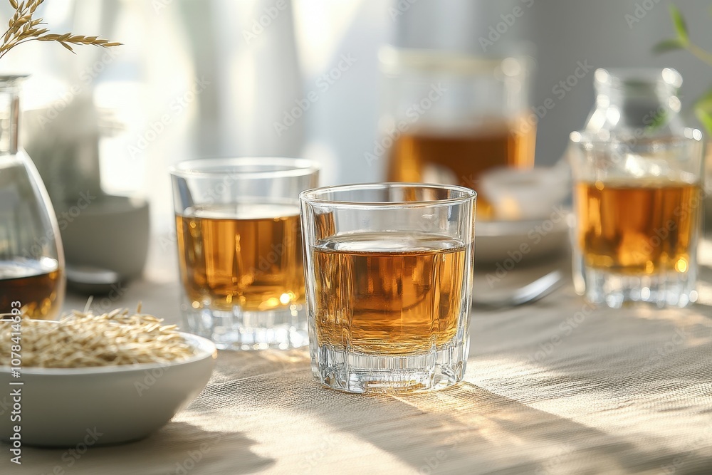 Barley tea in glasses on the table Barley tea in glasses on the table