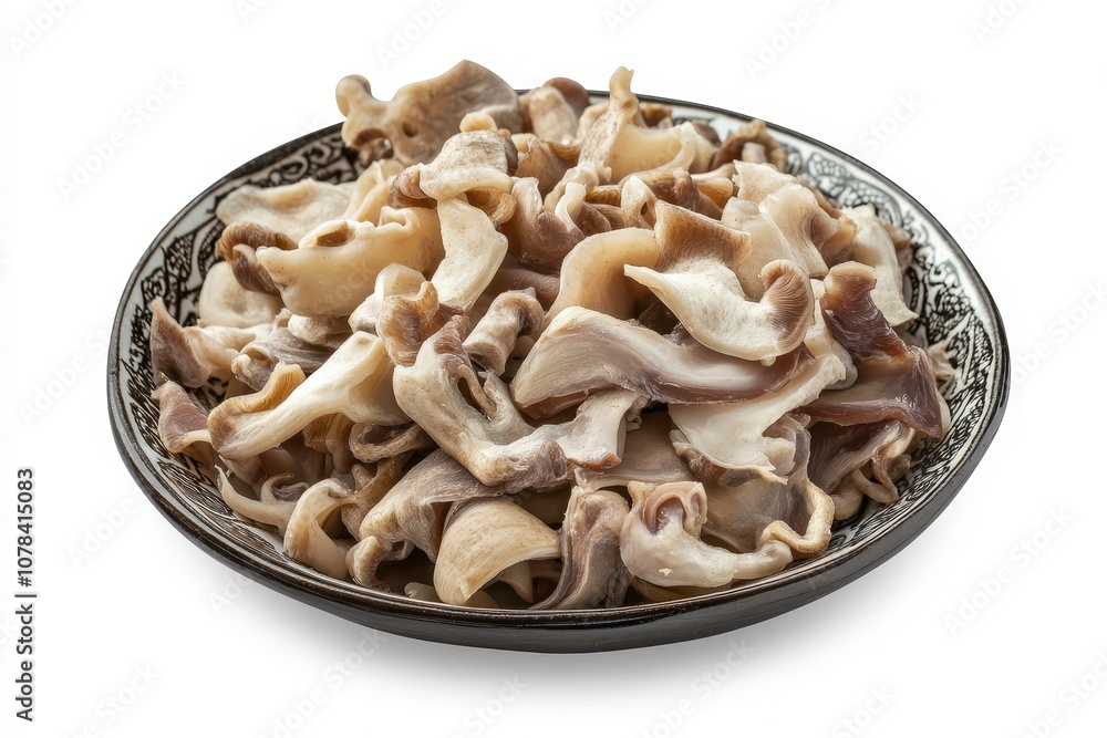 Beef and lamb stomachs and sheep intestines on a plate with cow tripe isolated on a white background Beef and lamb stomachs and sheep intestines on a plate with cow tripe isolated on a white background