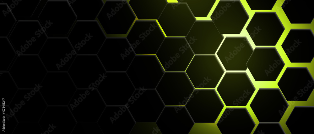 Abstract black and green hexagonal background Abstract black and green hexagonal background