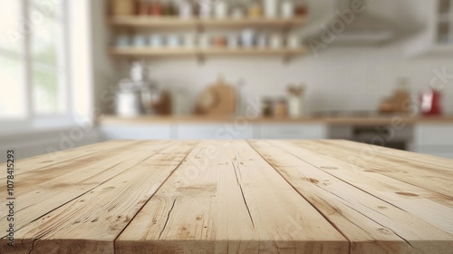 Clean wooden cutting board on kitchen counter.
