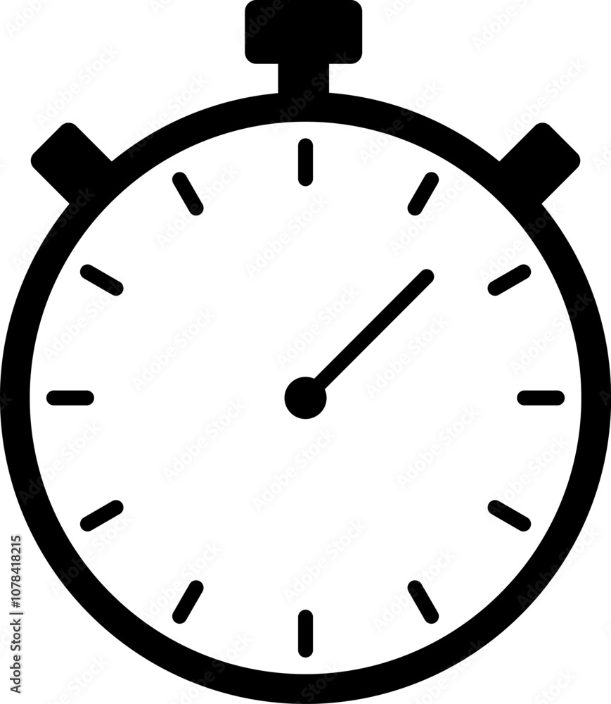 Shortest time stopwatch vector icon black and white. Shortest time stopwatch vector icon black and white.