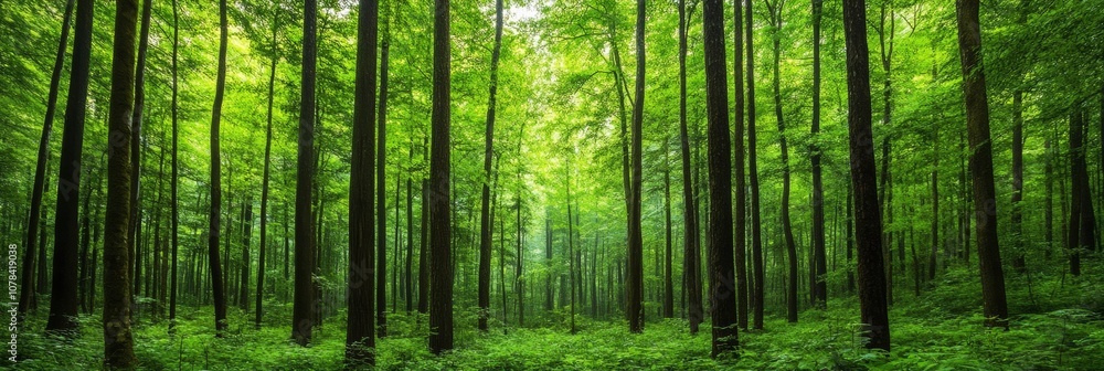Mist-covered forest with tall trees, lush greenery; serene palette recommended Mist-covered forest with tall trees, lush greenery; serene palette recommended