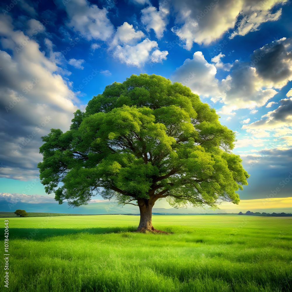Obraz premium beautiful tree in the middle of a field