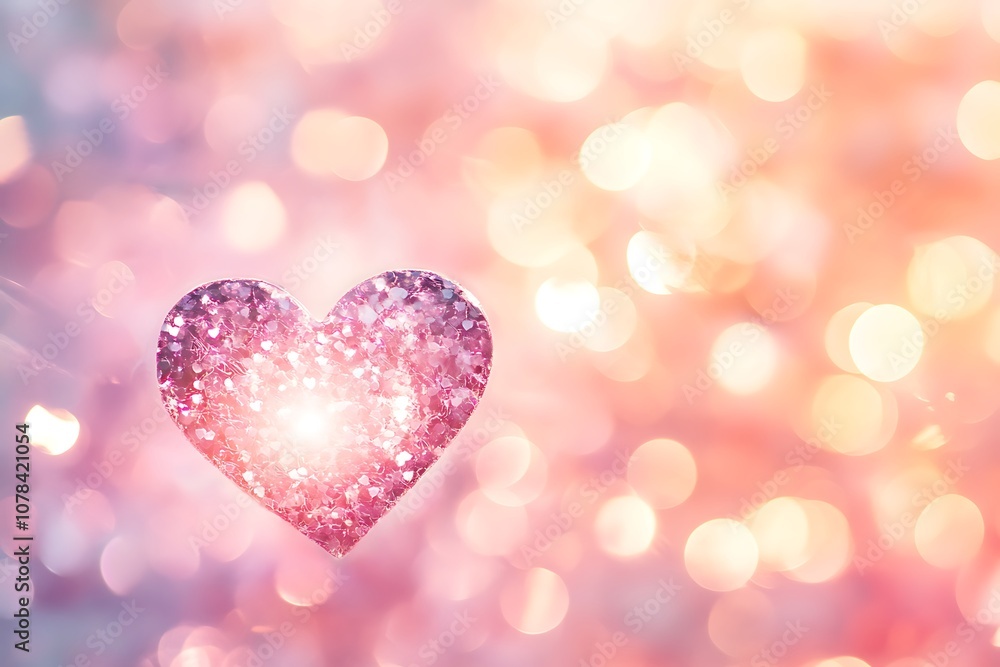Fototapeta premium Heart-shaped light burst against a soft pink gradient