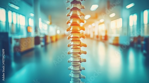 Close-up View of Human Spinal Column Showing Degenerative Disc Disease, Detailed Anatomy photo