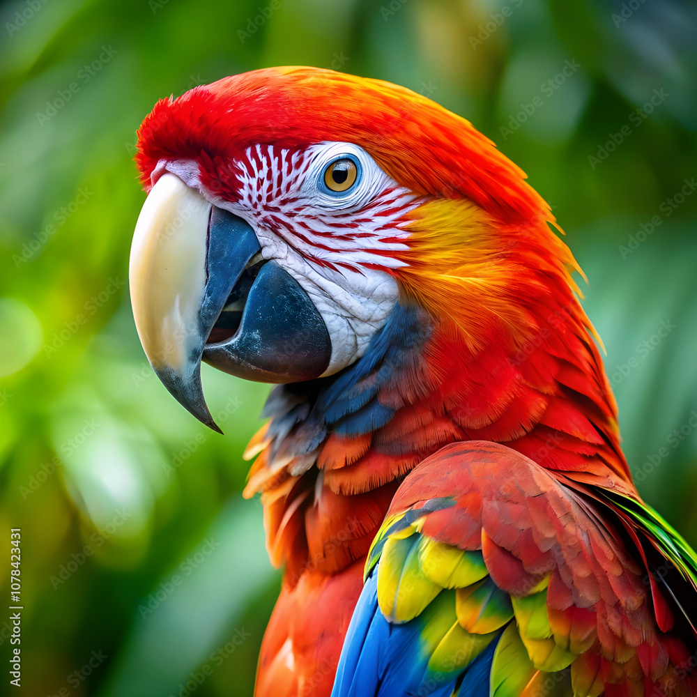 Obraz premium closeup shot of a cute macaw parrot with mesmerize