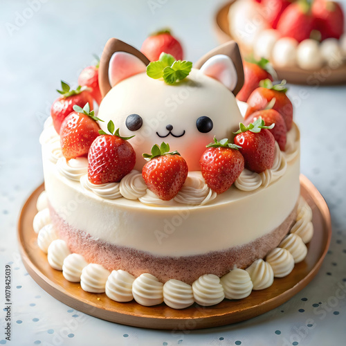 delicious cake with cute character
