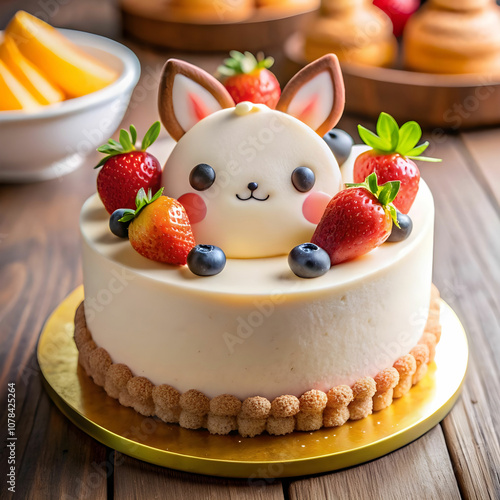 delicious cake with cute character