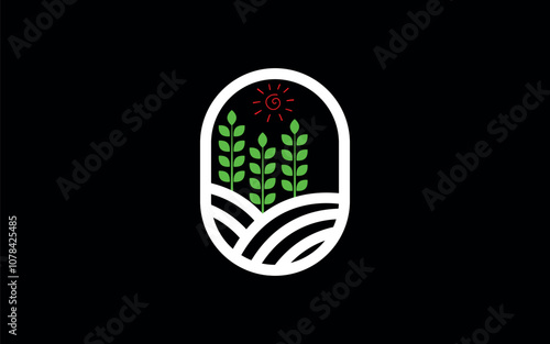 agriculture logo, Farming Logo, Agriculture, Vector, Illustration, Design, Graphic, Plant, Icon, Harvest, Far, Symbol, Line Art, Agricultural, Economy, Eco, Crop, Food, Farm