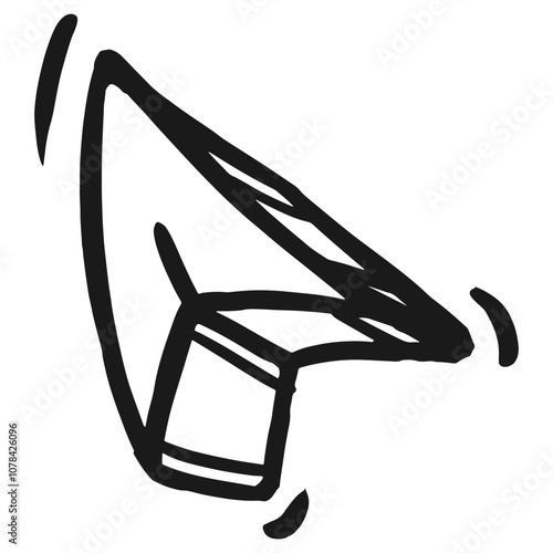 A simple hand-drawn paper airplane soaring through the air on a sunny day, symbolizing freedom and creativity in flight