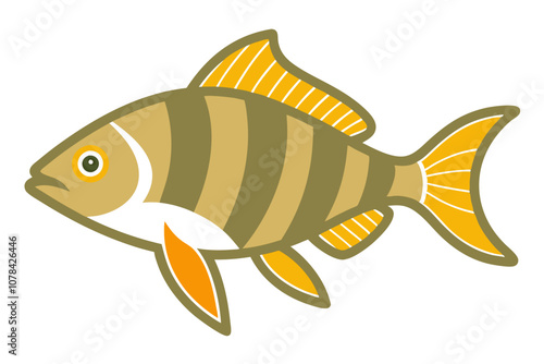 Color Line Art Perch Fish Design.