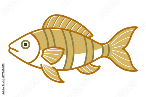 Color Line Art Perch Fish Design.