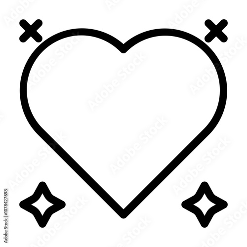 Heart icon in line art. Outline Style