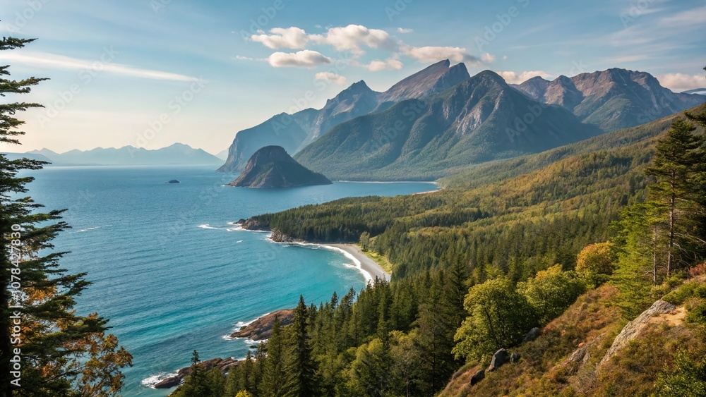 Fototapeta premium Beautiful Nature Backgrounds for Laptops - Scenic Views of Mountains, Forests, and Oceans to Enhance Your Workspace Aesthetic and Inspire Creativity Every Day