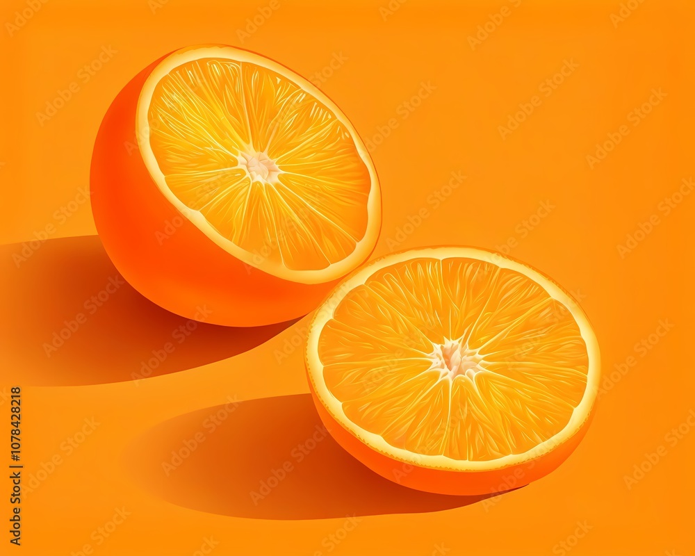 Fototapeta premium Orange Slices on Vibrant Orange Background