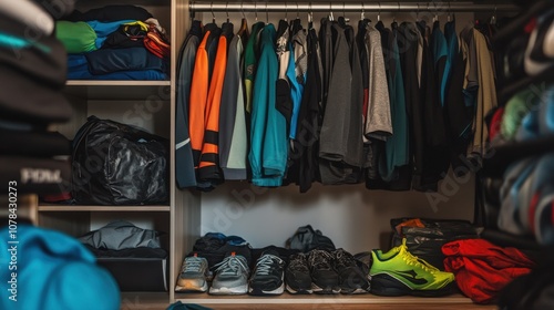 Organized Sportswear in Modern Closet Setup photo