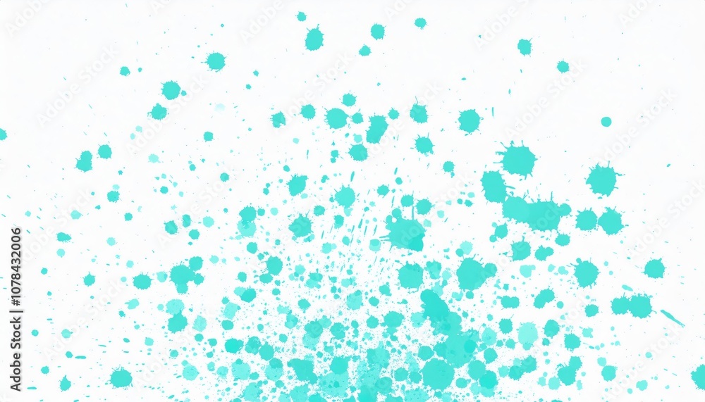 Abstract turquoise paint splatter on a white canvas, ideal for backgrounds and creative endeavors Abstract turquoise paint splatter on a white canvas, ideal for backgrounds and creative endeavors