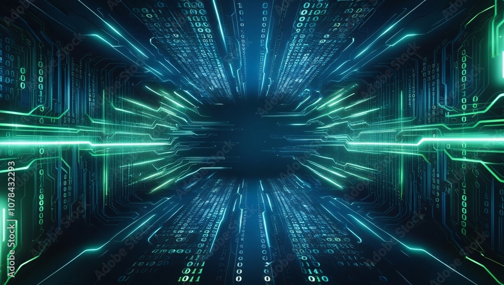 An abstract digital background with binary code and AI algorithms running in the background An abstract digital background with binary code and AI algorithms running in the background