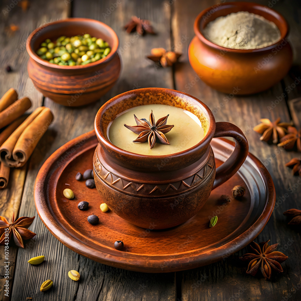 A steaming cup of masala chai A steaming cup of masala chai