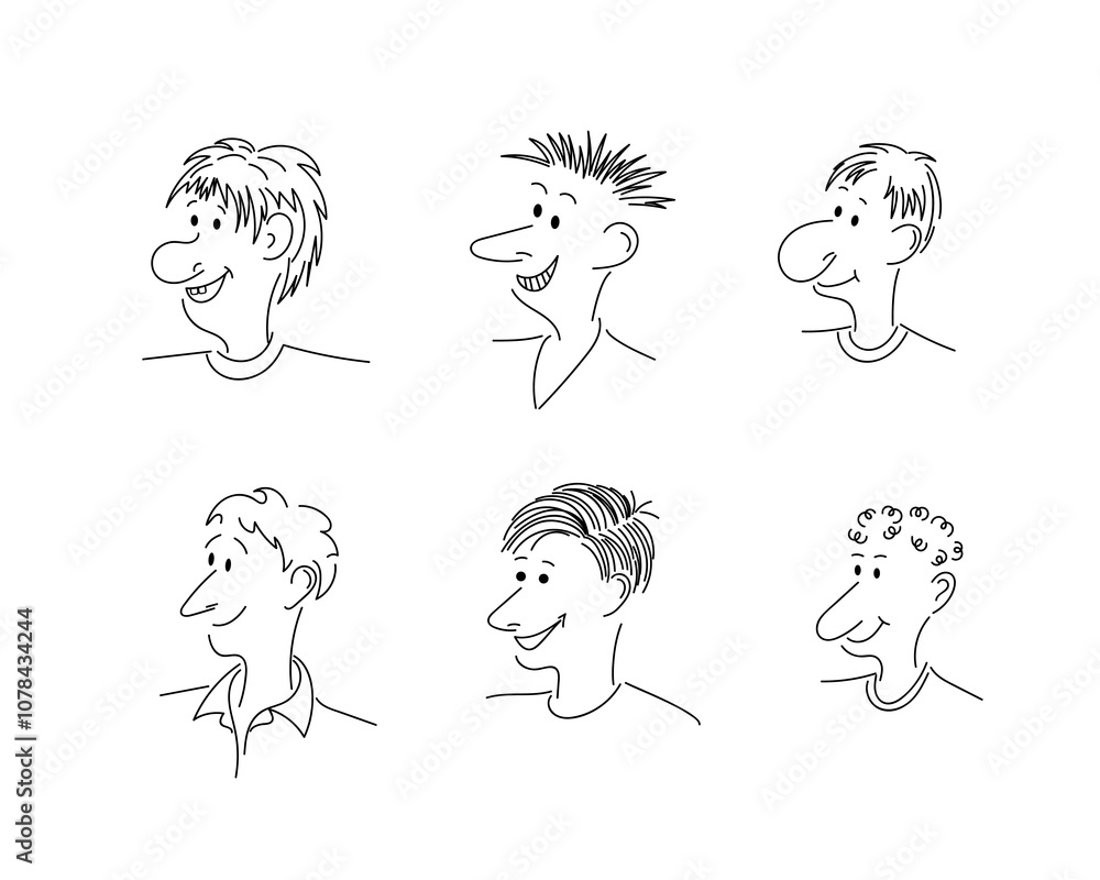 Cartoon Faces: Various comic-style facial expressions. People, portraits, men. Avatars. Vector illustration Cartoon Faces: Various comic-style facial expressions. People, portraits, men. Avatars. Vector illustration
