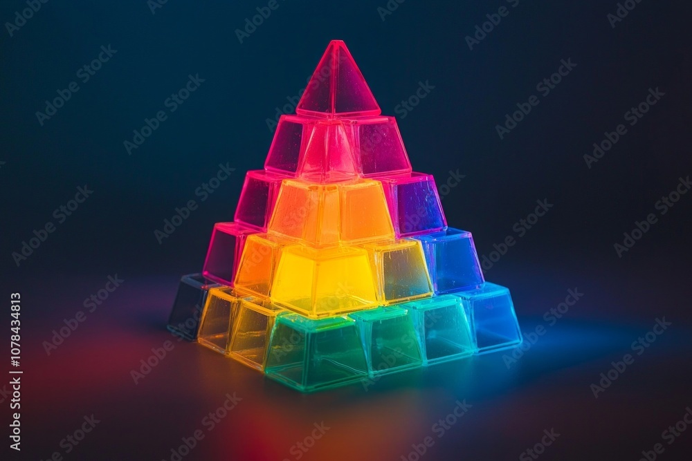 A glowing building block pyramid with each block a different color, symbolizing solid foundations and growth. A glowing building block pyramid with each block a different color, symbolizing solid foundations and growth.