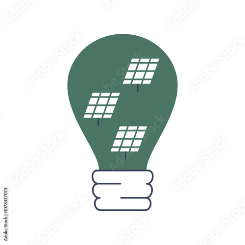 Light Bulb with solar panels inside of. Lamp icon with Sustainable electric batteries. Alternative eco technology of Renewable sun resource. Vector illustration