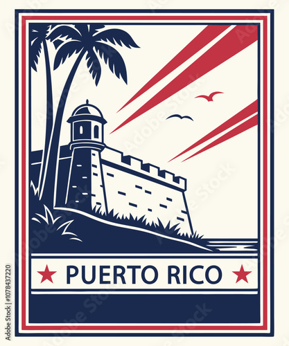 PUERTO RICO, vector illustration poster wall art 