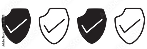 tick shield icon vector. symbol, sign, illustration, protection, guarded, safe