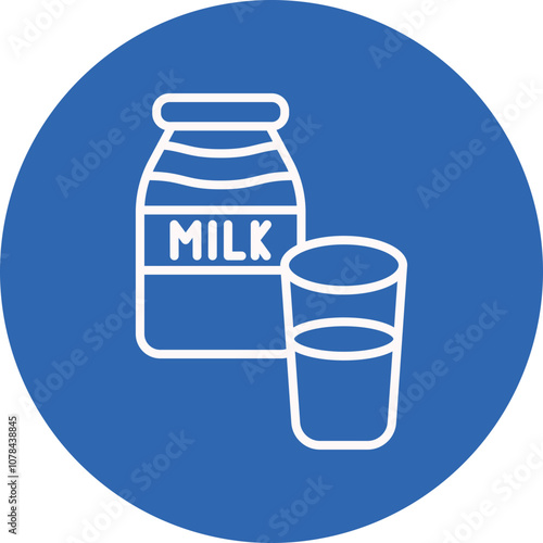 Skim Milk line circle icon