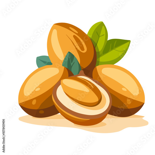 Simple flat 2D icon argan sliced isolated on transparent background, vector, flat design, animation design, vector, flat design, animation design, simple flat 2D icon, clipart