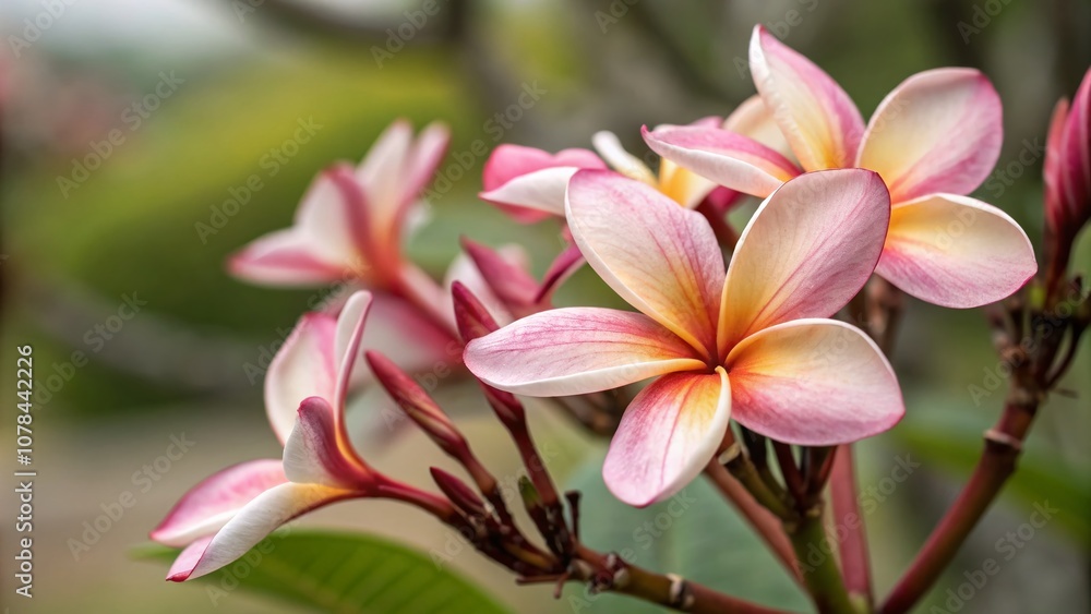 Captivating Close-Up of Plumeria Flower with Tilt-Shift Effect Showcasing Vibrant Petals and Soft Focus Background for Nature and Floral Photography Enthusiasts Captivating Close-Up of Plumeria Flower with Tilt-Shift Effect Showcasing Vibrant Petals and Soft Focus Background for Nature and Floral Photography Enthusiasts