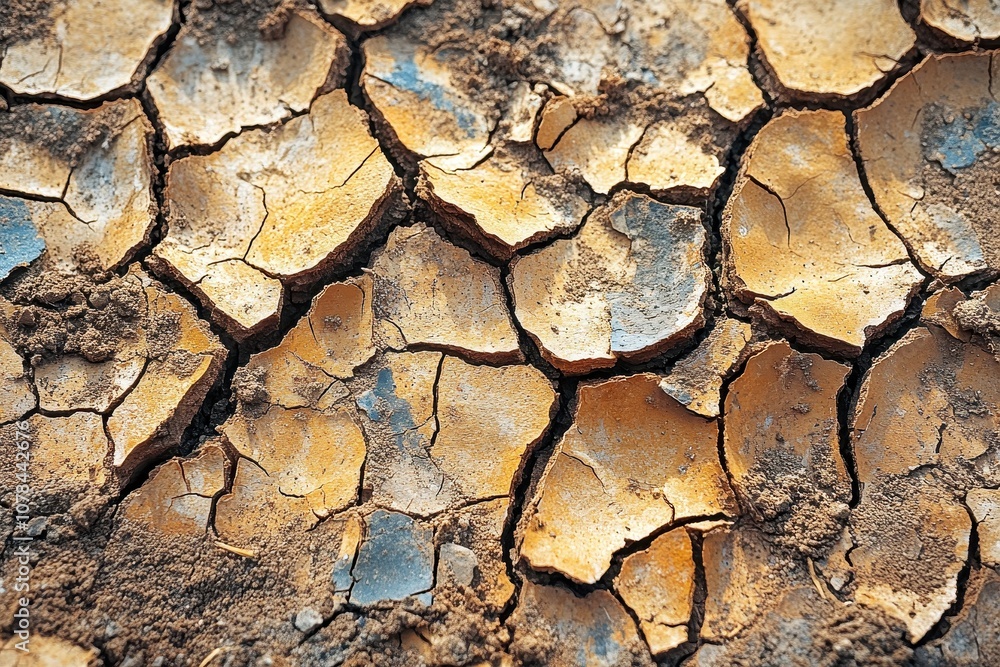 Dried cracked earth in the dry season, reflecting agricultural challenges. Dried cracked earth in the dry season, reflecting agricultural challenges.