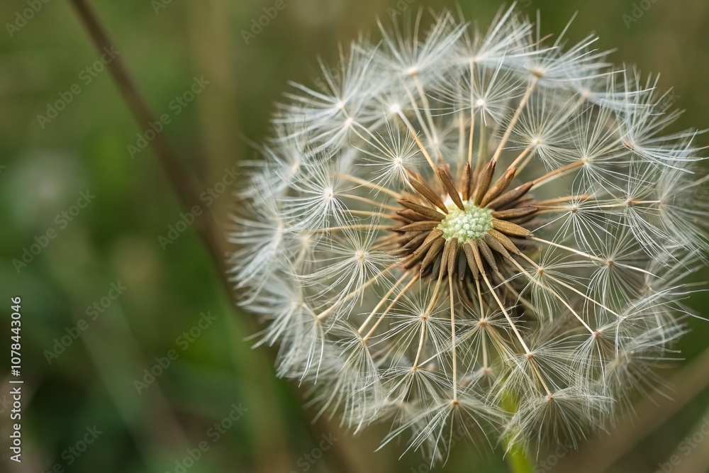Fototapeta premium Captivating Dandelion Head Macro Photography Showcasing Geometric Patterns in Nature’s Design, Perfect for Nature Lovers and Art Enthusiasts Alike