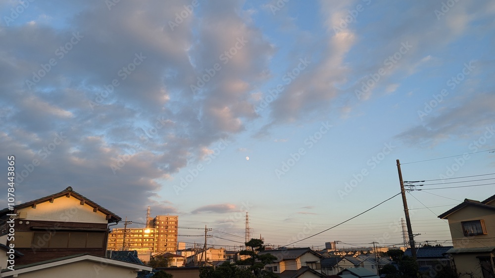 The moon with sunset The moon with sunset
