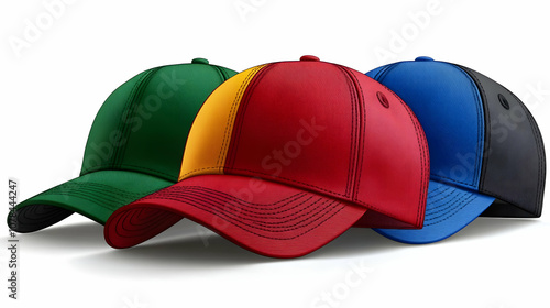 Three Color Baseball Caps Mockup - Illustration photo