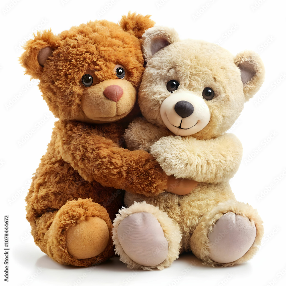 Obraz premium one teddy bear hugs another