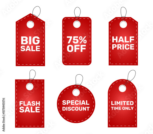 set of red tags, discounts and sales for Black Friday