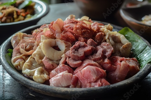 Indonesian cuisine features cow offal such as tripe and intestines which is unhealthy due to high fat cholesterol and uric acid content photo