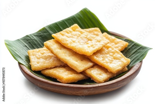 Indonesian traditional rice cracker rengginang on its own photo