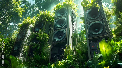 Fototapeta Naklejka Na Ścianę i Meble -  Jungle Speaker System Illustration