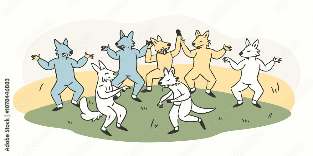 Therian Dance Circle A lively illustration of a dance circle where therians are moving to music with some doing their best animalinspired dance moves surrounded by smiling friends. Therian Dance Circle A lively illustration of a dance circle where therians are moving to music with some doing their best animalinspired dance moves surrounded by smiling friends.